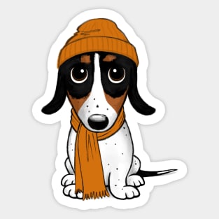 Piebald Dachshund - Cute Dog Wearing Beanie Cap Sticker